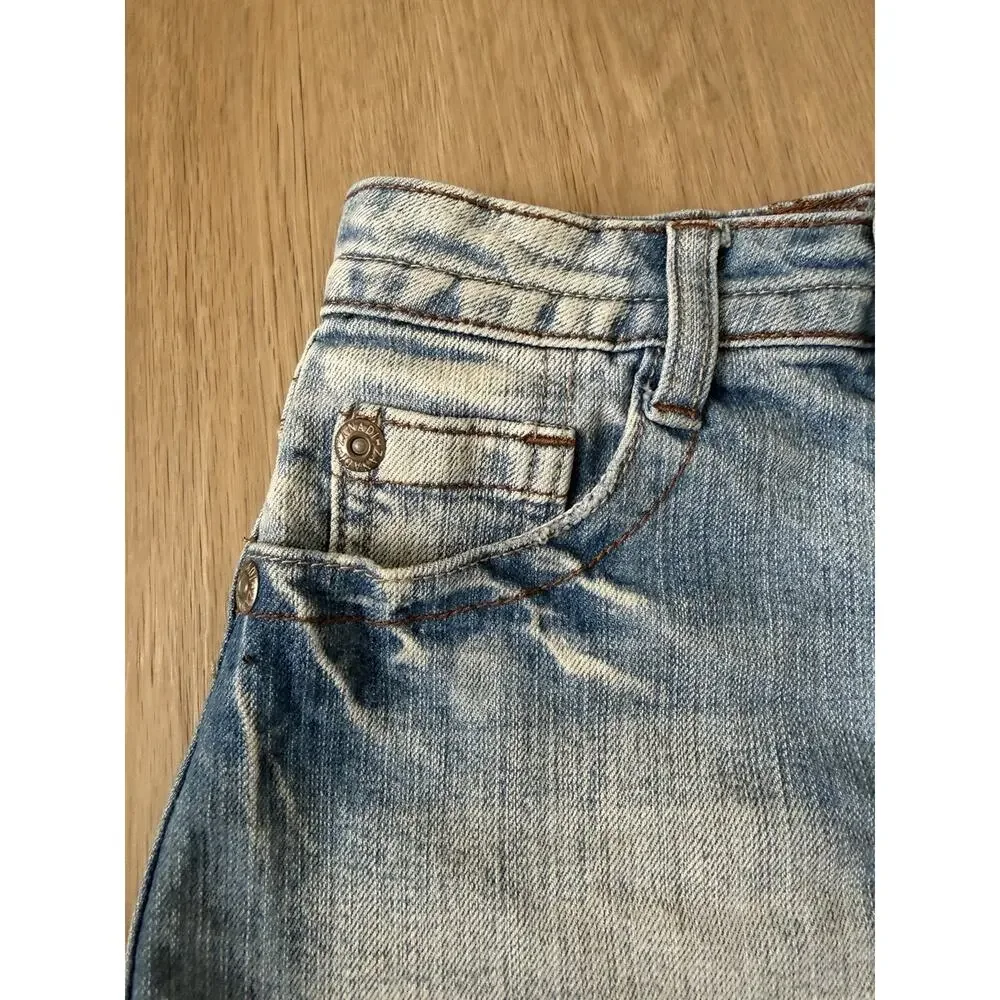 Y2K Zana Di Girls Blue Pink Butterfly Denim Skirt Size 8
